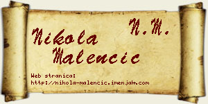 Nikola Malenčić vizit kartica